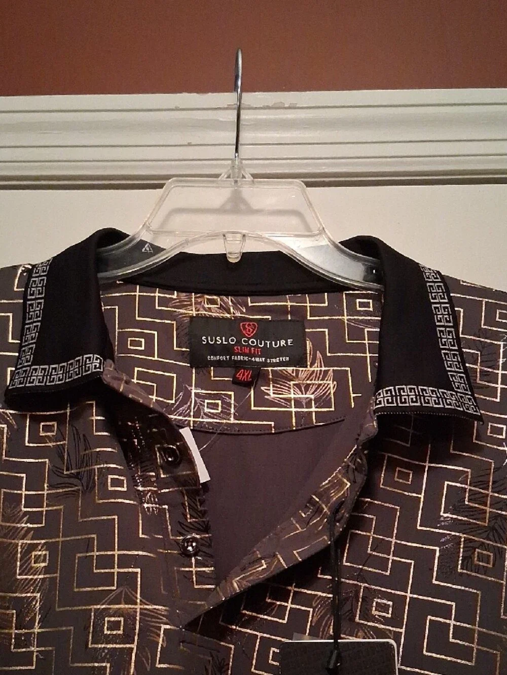 Suslo Couture Long Sleeve Metallic Collection Polo